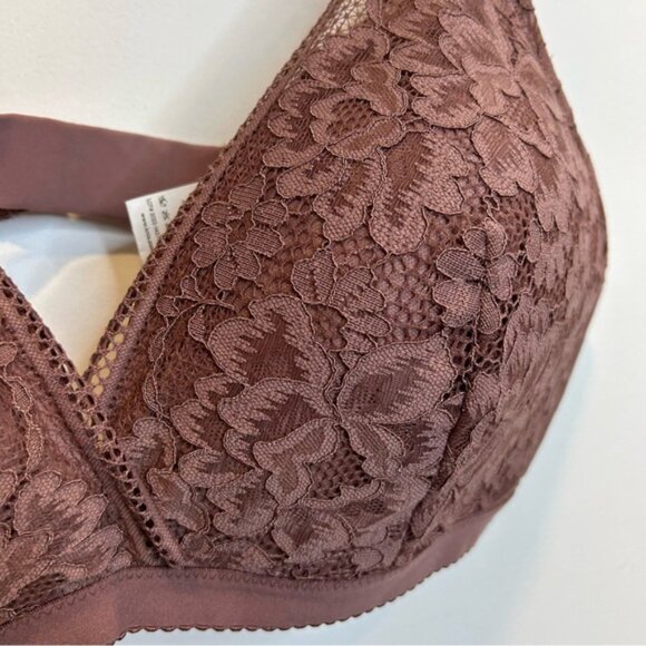 Knix Lace Deep V Bralette Bra Vintage Plum Wire Free Comfort - Picture 4 of 7